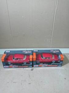 lot 60 image: Model car, Chrysler C300, 1955, metal, scale 124- not used - set of 2