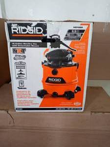 lot 90 image: 16 Gal. 6.5-Peak HP NXT WetDry Shop Vacuum by RIDGID- open box not used- missing accessories