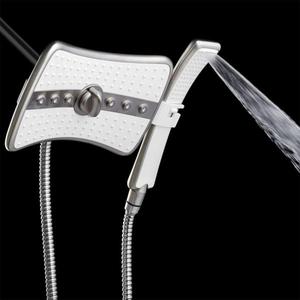 lot 27 image: 4-spray 9 in. Dual Shower Head and Handheld Shower Head in Titanium Silver by AKDY- open box not used