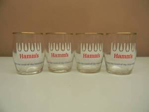 lot 14 image: 4 VINTAGE HAMMS BEER GOLD RIM GLASSES - NICE - SEE PICTURES