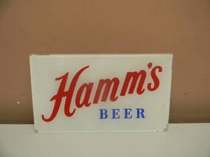 lot 15 image: VINTAGE HAMMS BEER GLASS SIGN - APPROX 10 BY 6 - SEE PICTURES