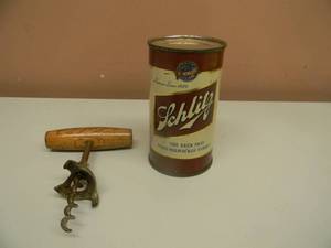 lot 18 image: VINTAGE SCHLITZ BEER OPENER AND FLAT TOP CAN - NICE SET - SEE PICTURES