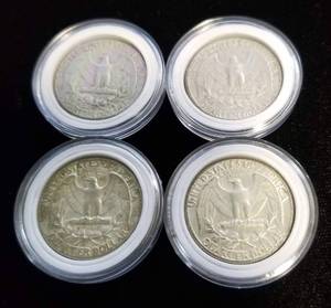 GROUP OF 4 US 90% SILVER WASHINGTON QUARTERS IN AIRTITES