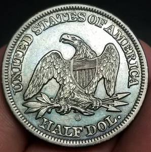 1858-O US SEATED LIBERTY HALF DOLLAR AU58
