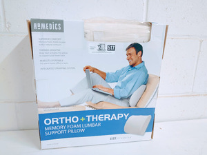 lot 517 image: HoMEDICS Ortho  Therapy Memory Foam Lumbar Support Pillow, New in Box