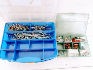 lot 545 image: Hardware Storage Boxes with Screws, Copper Plumbing Parts and More