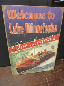 lot 547 image: WELCOME TO LAKE MINNETONKA - THE LOGANS WOOD SIGN