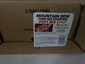 lot 433 image: 4 3 gallon Mountain Dew Code Red fo...