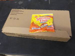 lot 469 image: Box of 12 3.6 oz. Swedish Fish mini...