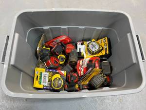 lot 41 image: Bin of Non-Working Tape Measures (various brands)