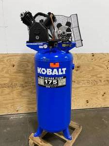 lot 4 image: KOBALT 60-Gallon Two Stage Corded Electric Vertical Air Compressor (non-working)