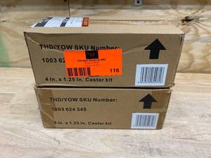 lot 116 image: HUSKY Lot of 2-  4 in. Black Caster Kits for Welded Steel Garage Cabinets