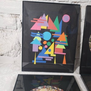 lot 38 image: Asian Influence Layered Paper Collage  Lot of 4