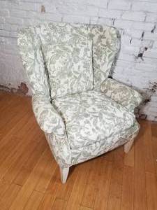 lot 11 image: Romantic Toile Pattern Armchair and Ottoman by Riverside Furniture