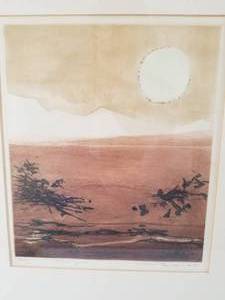 lot 75 image: Enchanting Watercolor Print by Nicole Tercinet Levin- Soleil Jaune