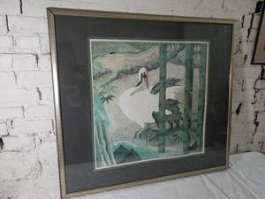 lot 72 image: Striking Oriental Print-Crane