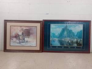 lot 251 image: Beautiful Framed Train and Norway Prints