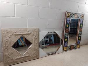 lot 257 image: Three Designer Framed Mirrors (Valued $500)