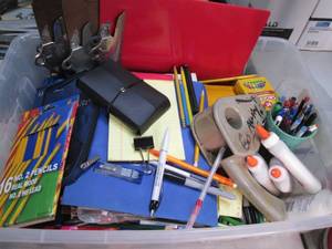 lot 50 image: Larger Tote of School and Office Su...