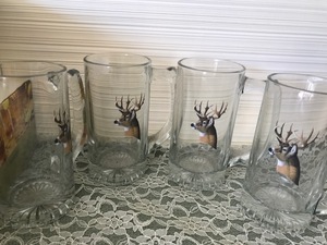 lot 58 image: Glass Deer Beer Mugs (Lot of 4)