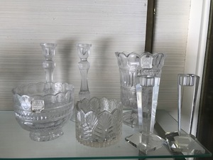 lot 61 image: Various Crystal Candle Holders & Candy Dish (Lot of 7)