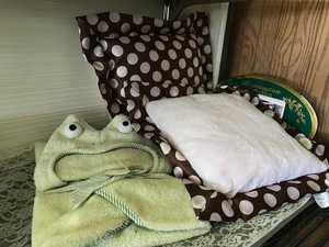lot 118 image: Baby Pillow Set & Frog Towel (Lot of 3)