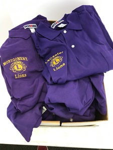 lot 142 image: Box of Mens Purple Collard Shirts - Plain & Lions