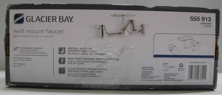 lot 10 image: Glacier Bay Chrome Wall Mount Faucet