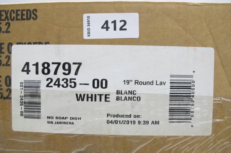 lot 25 image: Bootz Industries Laurel Round Drop-In Bathroom Sink in White