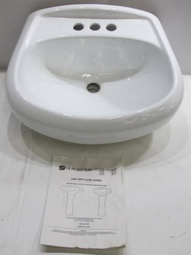 lot 26 image: Glacier Bay Petite Aragon Pedestal Lavatory Basin 20 in x 17 in x 9.5 in