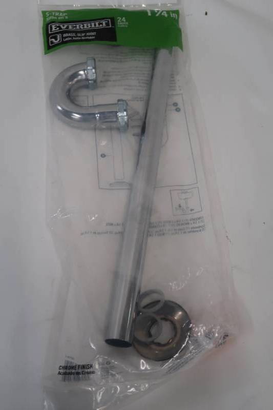 lot 52 image: Everbilt 1-14 in. 24-Gauge Chrome-Plated Brass Sink Drain S-Trap