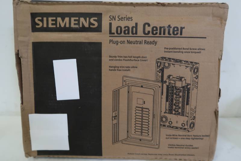 lot 58 image: Siemens SN Series 100 Amp 12-Space 24-Circuit Main Breaker Plug-On Neutral Indoor Load Center