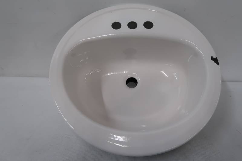 lot 44 image: Bootz Industries Laurel Round Drop-In Bathroom Sink in White