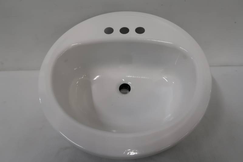 lot 56 image: Bootz Industries Laurel Round Drop-In Bathroom Sink in White