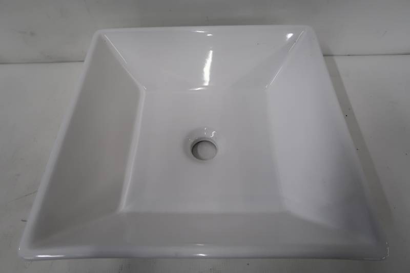 lot 143 image: MJ-230 Art Ceramic Fireclay Square Vessel Bathroom Sink