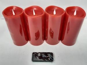 lot A-1 image: Illure 4-Pack 7 Inch Lumi360 Battery Operated Candles Red w Remote