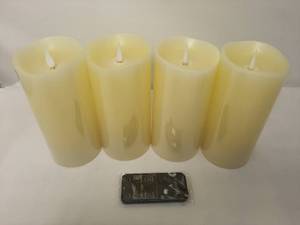 lot A-4 image: Illure 4-Pack 7 Inch Lumi360 Battery Operated Candles Ivory w Remote