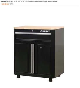 HUSKY 28 in. D 1 Drawer 2-door steel Garage Base Cabinet.