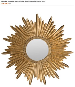 Safavieh Josephine Round Antique Gold SunBrust Decorative Mirror