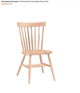 Two Internation Concepts Unfinished Wood Coperhagen Dining Chair. See Pictures (OPEN BOX, USED)