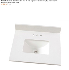 Home Decorators 26 in. D Enginneered Marble Vanity Top In Snowstormn With White Single Trough Sink