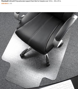 FloorTex 35 x 47 in Polycarbonate Lipped chair Mat and Polycarbonate Rectangular chair mat (35 x 47 in.)