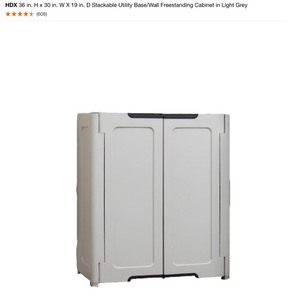 HDX 36 in. Stackable utility Basewall Freestanding Cabinet in light Grey