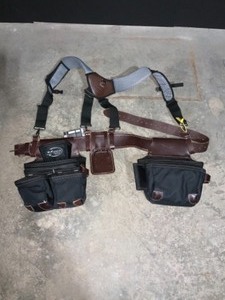 Dead on tools Leather hybird weather-resistant tool belt with Suspenders in black. See pictures