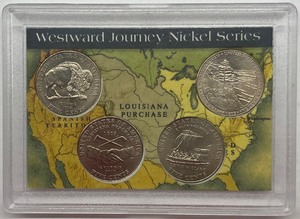 lot 56 image: Westward Journey Nickel Set - Louisiana Purchase Background