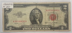 lot 48 image: 1953 B $2 Federal Note - A69180698A