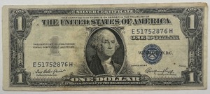 lot 50 image: 1935 E $1 US Silver Certificate -  Crisp