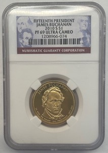 lot 32 image: NGC Fifteenth President James Buchanan 2010-S PF69 Ultra Cameo