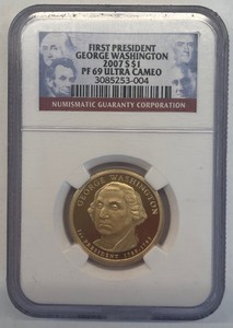 lot 1 image: NGC 2007-S Presidential Dollar - George Washington PF69 Ultra Cameo
