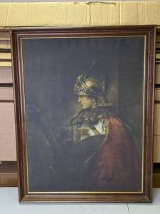 lot 176 image: Framed Rembrandt Print A Young Warrior